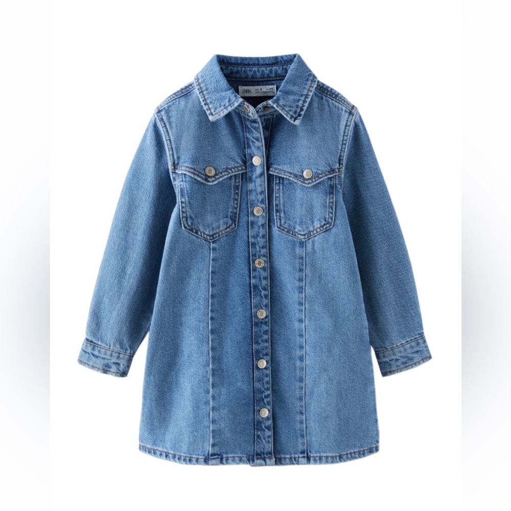 Girls Zara Denim Button Dress 13/14y